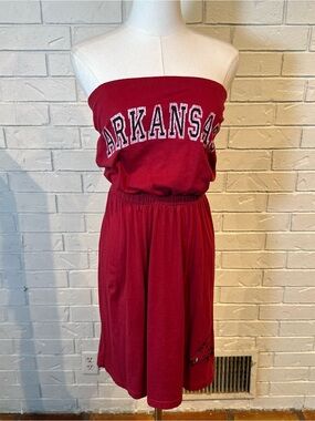 Arkansas Razorbacks Retro Brand Strapless Red Dress Womens S NWT